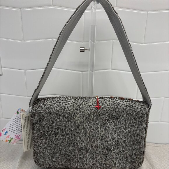 Viral London Beaded Shoulder Bag - Silver & Multicolor - Made in India - Picture 3 of 11